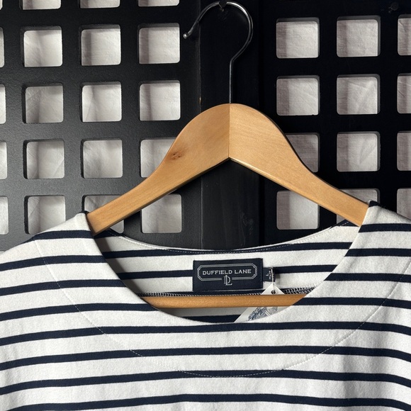 💙 Duffield Lane Striped Short sleeve Dress Women’s Large NWT Cotton Spandex 💙 - Picture 4 of 12